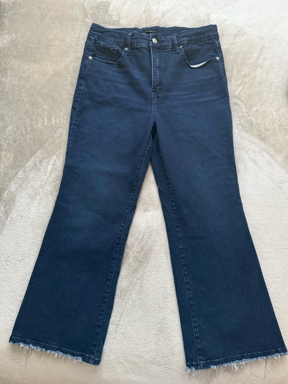 Good American Good Leg Crop Mini Boot Jeans, size 12/31